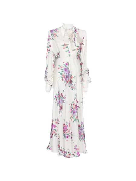 Rochie maxi Raquel Diniz cu model floral cu imagine cu legături alb