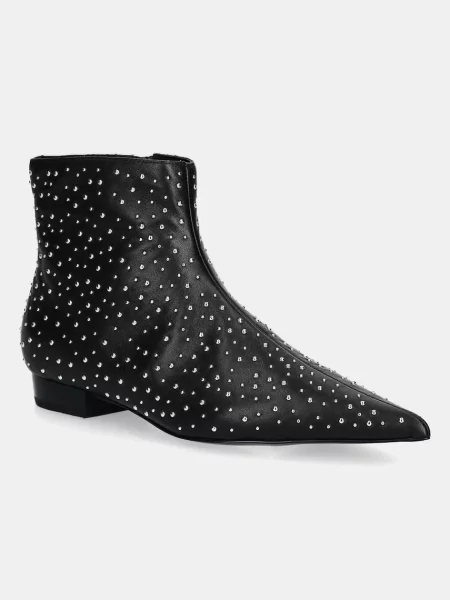 Stand Studio botki skórzane Pamela Boot na płaskim czarny