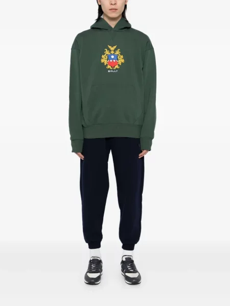 Hanorac cu glugă Bally cu broderie verde