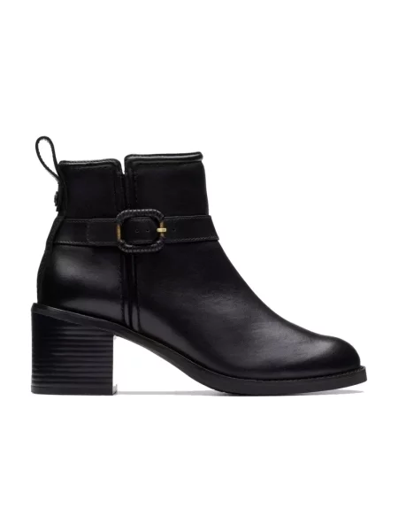 Buty do kostki Clarks skórzane na koturnie czarne