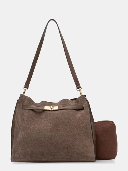 Answear.LAB torebka zamszowa brązowa