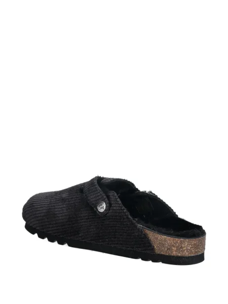Papuci tip mules Scholl de catifea cord negru
