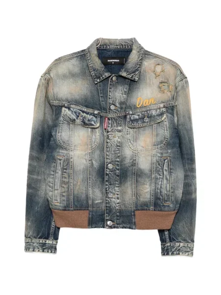 Geacă de blugi Dsquared2 zdrențuiți albastru