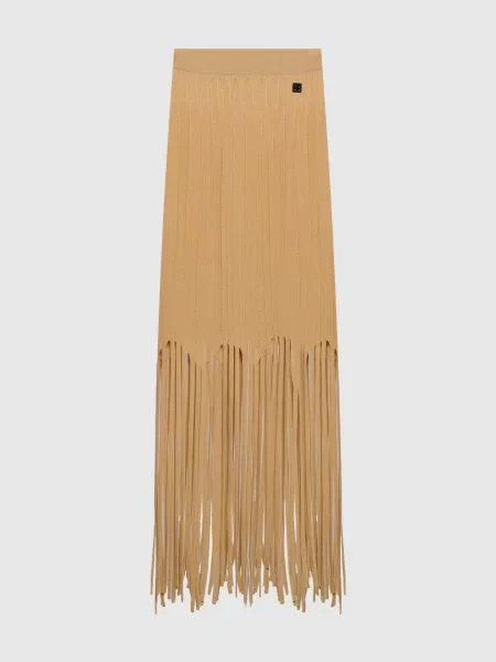 Юбка Balmain с бахромой бежевая