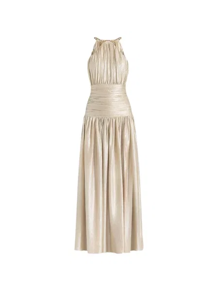 Rochie maxi Manière De Voir cu volane cu gât halter