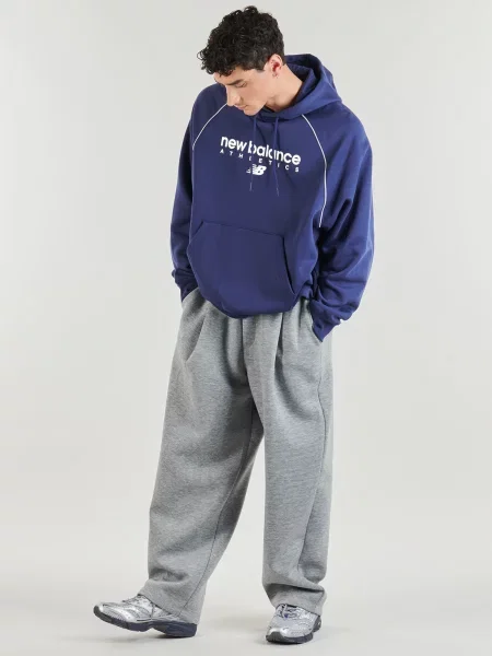 Fleecová mikina s kapucňou New Balance modrá