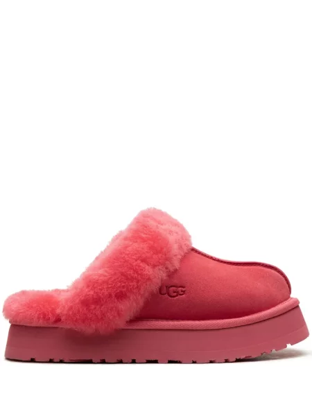 Papuci de casă Ugg cu platformă din piele de oaie roz