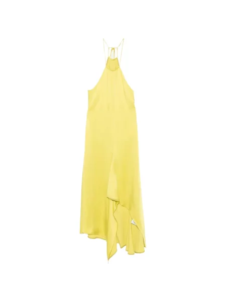 Rochie Victoria Beckham asimetrică drapată cu gât halter verde