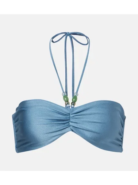 Top Jade Swim cu volane albastru