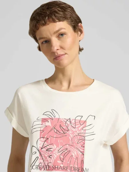 T-shirt z przyszytą zakładką na rękawach model RINA' Soyaconcept różowa