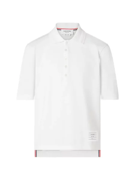 Scurt tricou polo Thom Browne alb