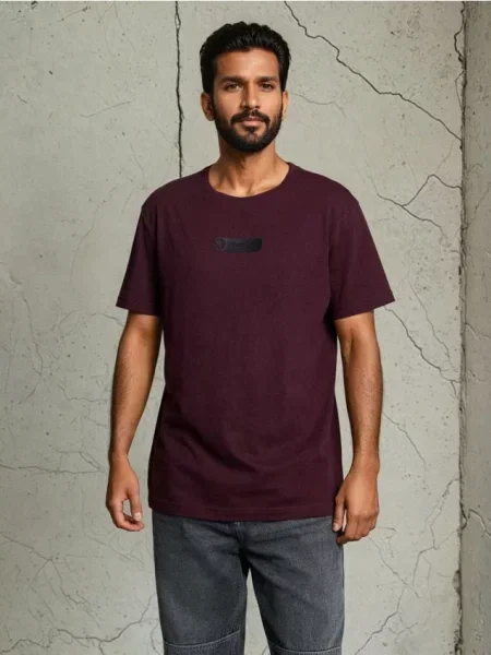 Sinsay koszulka z nadrukiem bordowy