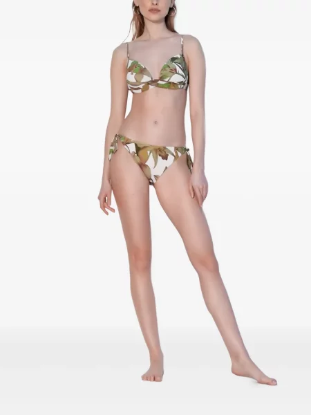 Bikini Maryan Mehlhorn cu model floral cu imagine cu legături verde