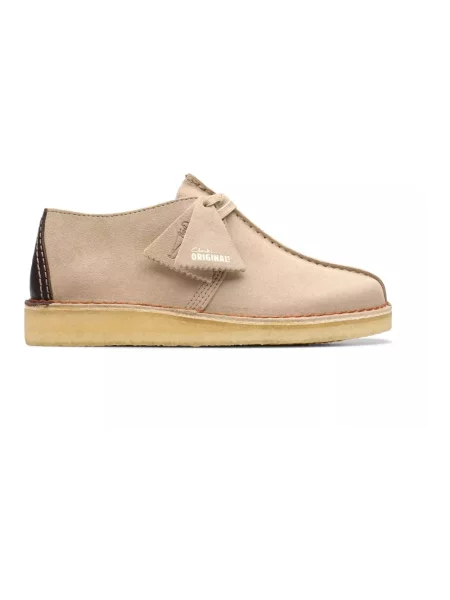 Półbuty Clarks sznurowane zamszowe beżowe