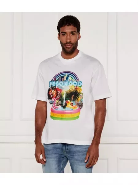 HUGO Tricou Duwood alb