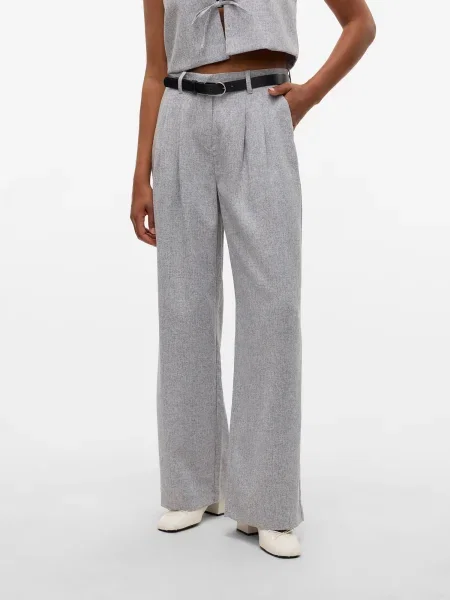 VERO MODA Hlače z naborki VMTAMMI pegasto bela