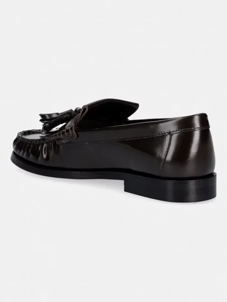 Loafersy z naturalnej skóry z frędzlami Tommy Hilfiger brązowe