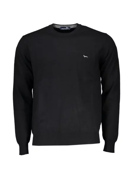 Pulover Harmont & Blaine cu broderie cu decolteu rotund negru