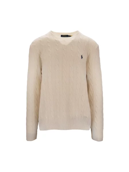 Polo Ralph Lauren sweter Mężczyźni Wełna jednolity XL biały