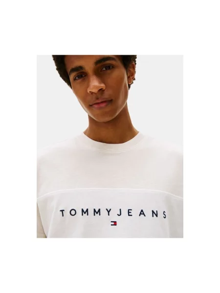 Tommy Jeans Tričko světle / marine modrá / červená béžová