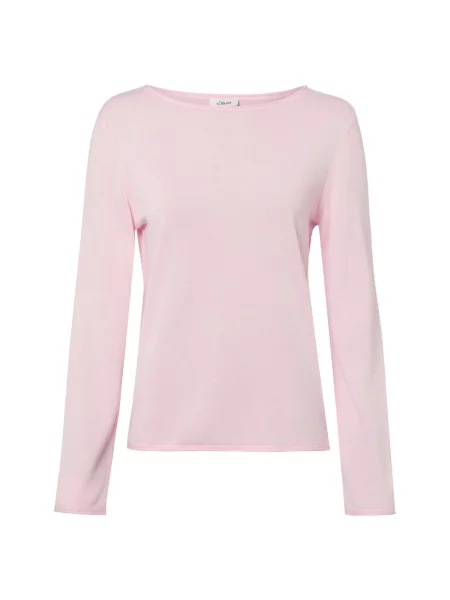 Sweter z cienkiej dzianiny z podwiniętymi brzegami różowy