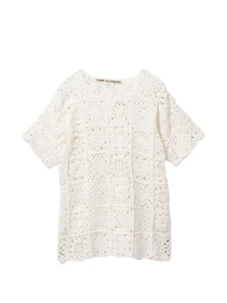 Tricou Comme Des Garçons cu broderie cu model floral alb