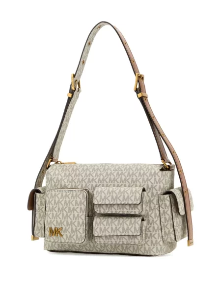 Geanta crossbody Michael Michael Kors tricotate de costum cu dungi maro