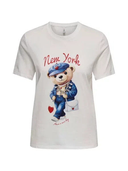 Koszulka Only z nadrukiem z krótkim rękawem biała