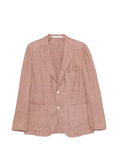 Sacou Eleventy în carouri cu un singur rând de nasturi roz