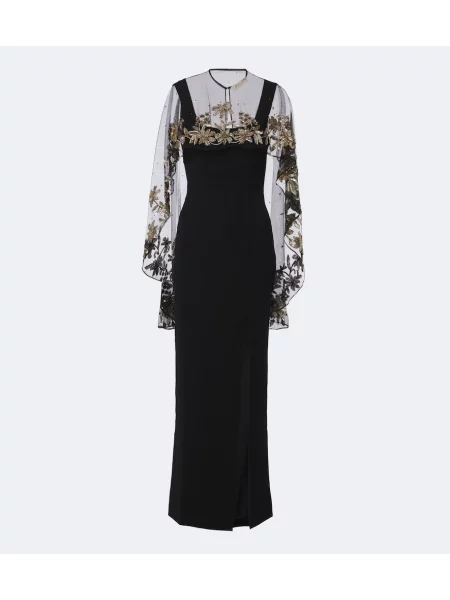 Rochie La Fuori cu model floral negru