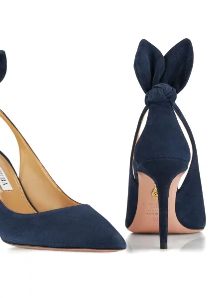 Pantofi cu toc Aquazzura cu funde albastru