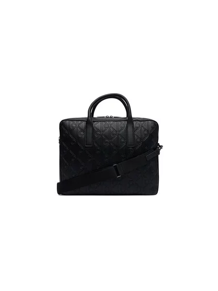 Calvin Klein Poslovna torba Emblem Aop Deboss črna