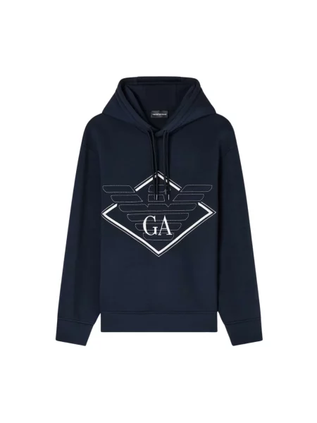 Bluza z kapturem Emporio Armani z kapturem niebieska