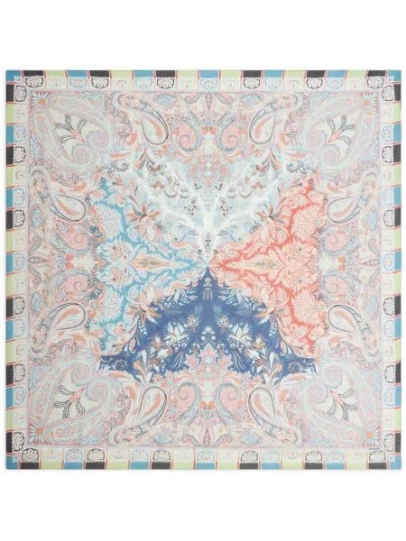 Fular Etro de mătase cu imagine cu model paisley albastru