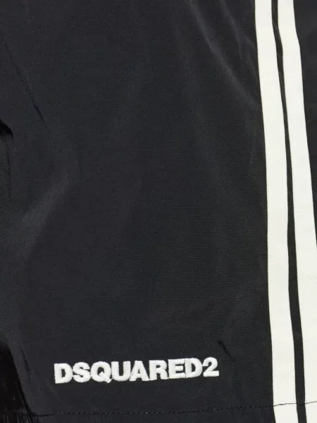 Slip de baie Dsquared2 cu dungi cu imagine negru