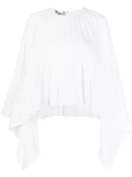 Top Valentino Garavani plisat alb