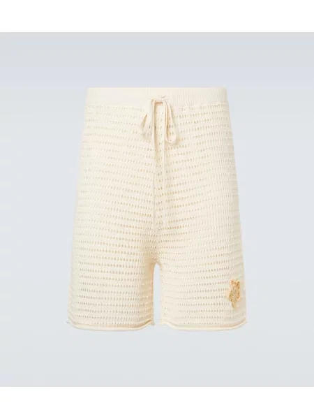 Bermude Commas cu model floral tricotate alb