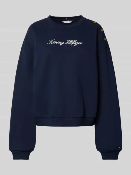 Bluza o kroju relaxed fit z mieszanki bawełny Tommy Hilfiger granatowa
