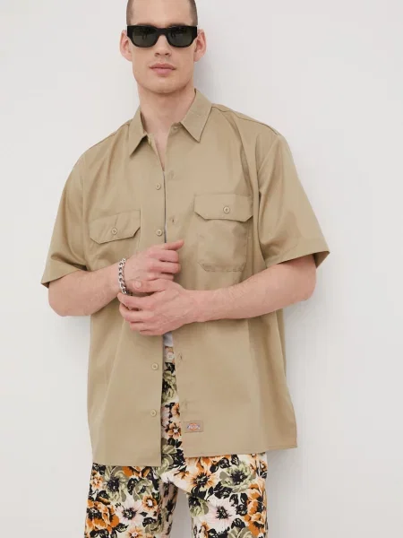 Риза Dickies мъжка със стандартна кройка с класическа яка зелено