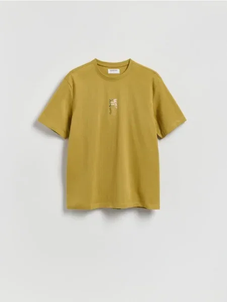 Reserved Tricou regular cu imprimeu verde-prăfuit verde