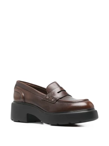 Pantofi loafer Santoni din piele chunky maro