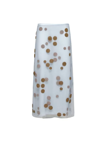 Haftowana spódnica Fendi w grochy tiulowa niebieska