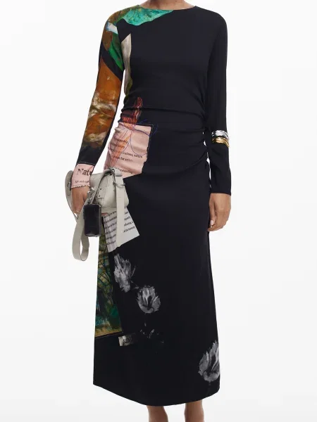 Dolgo obleka maxi obleka Desigual črna