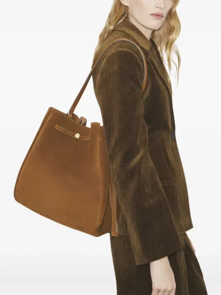 Geantă Tory Burch din piele de căprioară maro