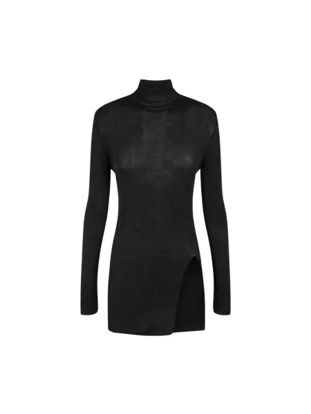 Lniany sweter z golfem Cortana czarny