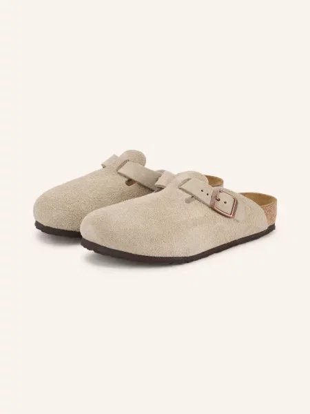 Birkenstock Pantofle Boston Kids Leve Taupe Suede Leather světle hnědá