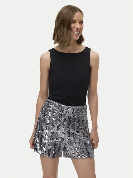 Vero Moda Kratke hlače iz tkanine Efa srebrna