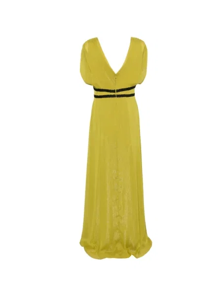 Rochie maxi Maestri cu decolteu în V verde