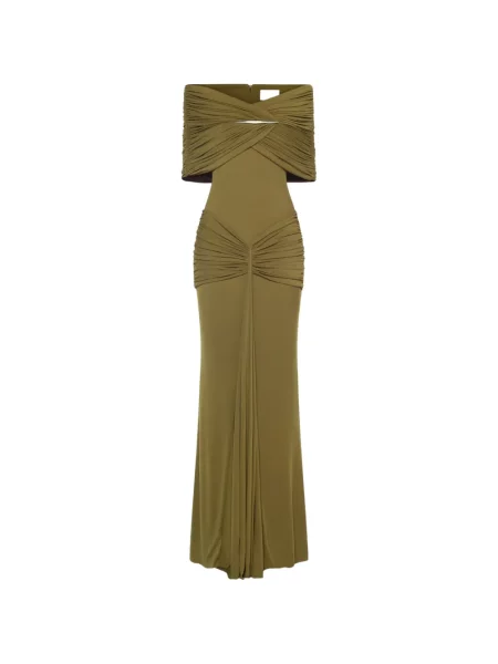 Rochie maxi Chats By C.dam drapată verde