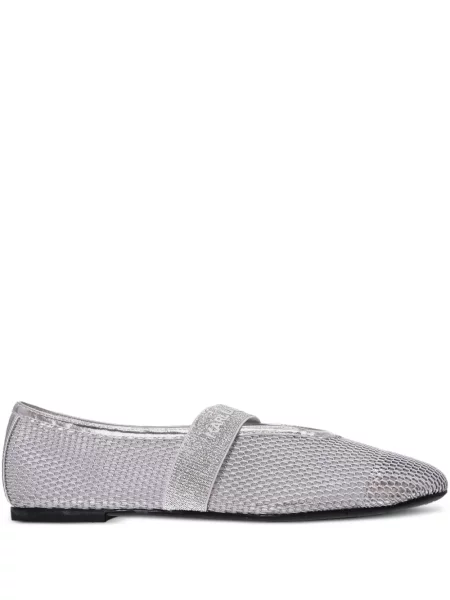 Мрежести балеринки Karl Lagerfeld сребристо